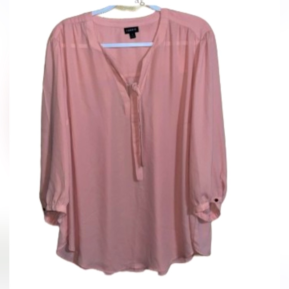 Torrid 3X Sheer Chiffon Blouse Lightweight Coral Office Casual Spring Minimalist
